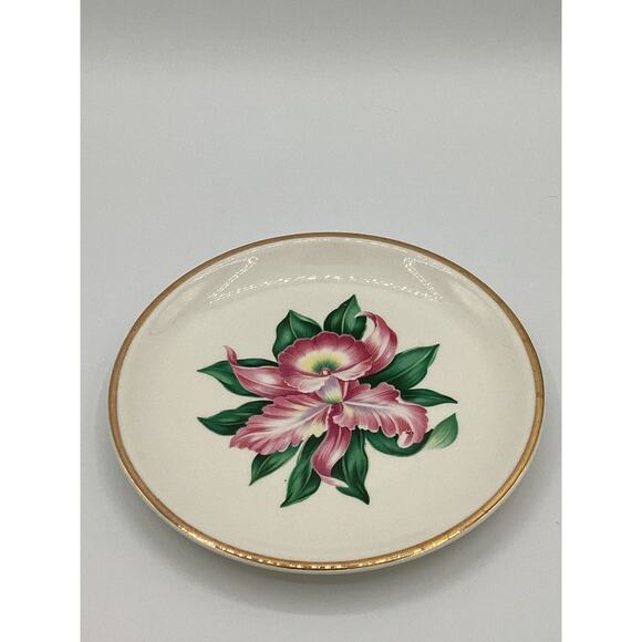 VTG Paden City Pottery Bread & Butter Plates Modern Orchid 22K Gold - Picture 3 of 5